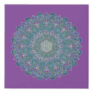 Flower Of Life - Mandala India Style 1 Faux Canvas Print