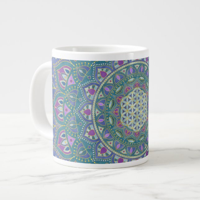 Flower Of Life - Mandala India Style 1 Giant Coffee Mug (Front Left)