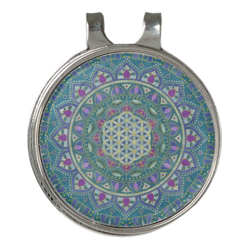 Flower Of Life _ Mandala India Style 1 Golf Hat Clip