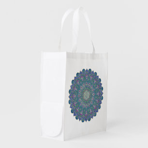 Flower Of Life - Mandala India Style 1 Grocery Bag