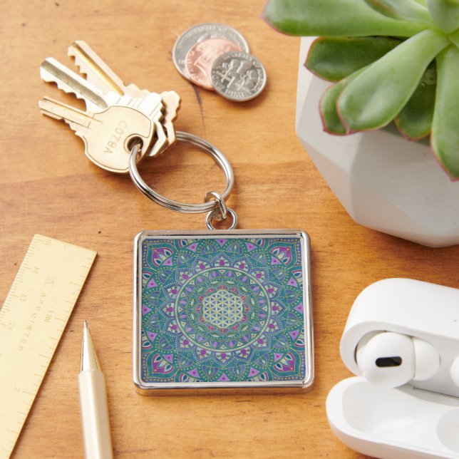 Flower Of Life - Mandala India Style 1 Keychain (Desk)