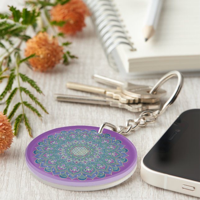 Flower Of Life - Mandala India Style 1 Keychain (Front Right)