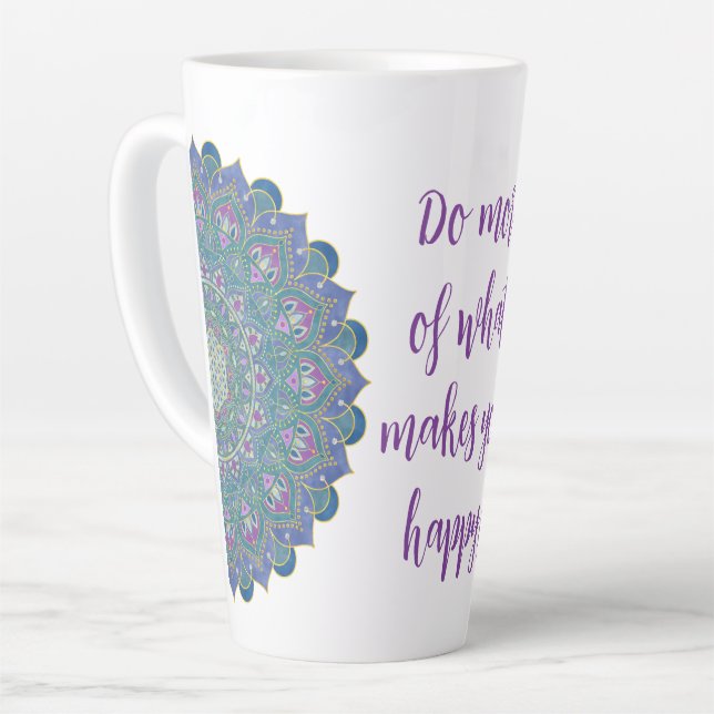 Flower Of Life - Mandala India Style 1 Latte Mug (Left Angle)