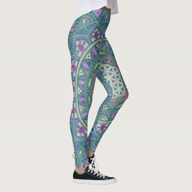 Flower Of Life - Mandala India Style 1 Leggings (Right)