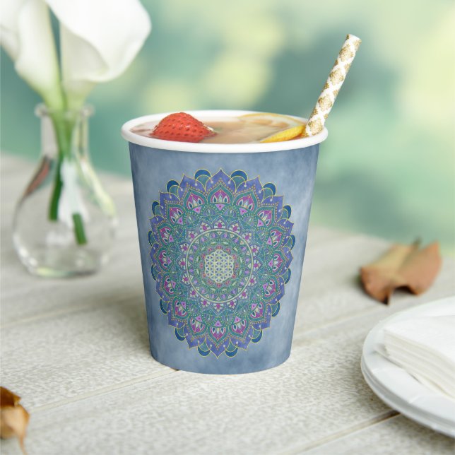 Flower Of Life - Mandala India Style 1 Paper Cups (Insitu)