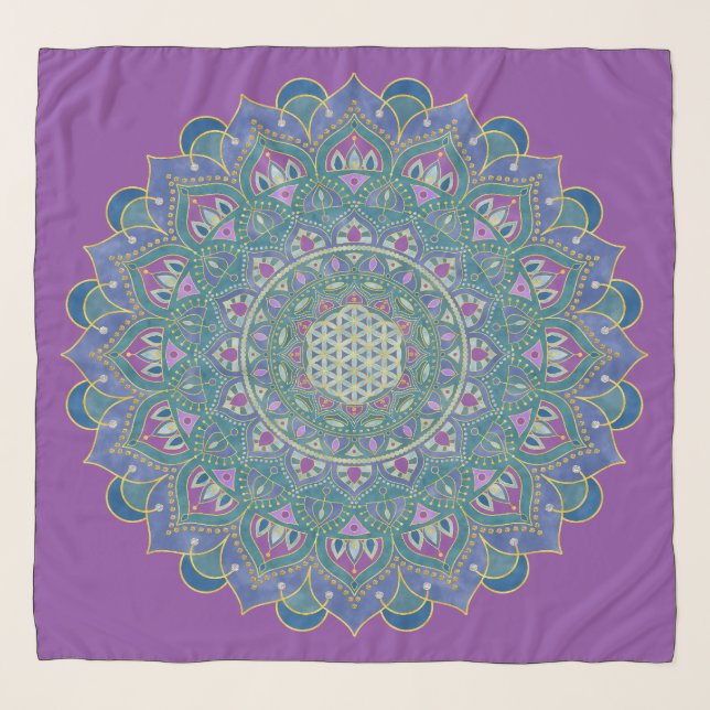 Flower Of Life - Mandala India Style 1 Scarf (Front)