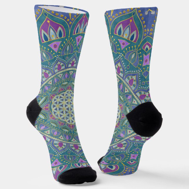 Flower Of Life - Mandala India Style 1 Socks (Angled)