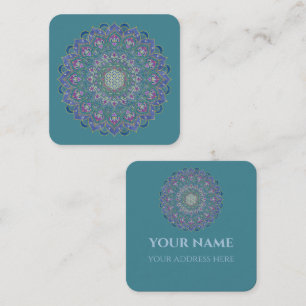 Flower Of Life - Mandala India Style 1 Square Business Card