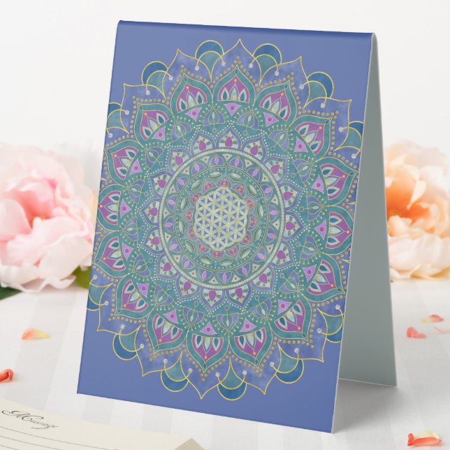 Flower Of Life - Mandala India Style 1 Table Tent (In SItu (Wedding))