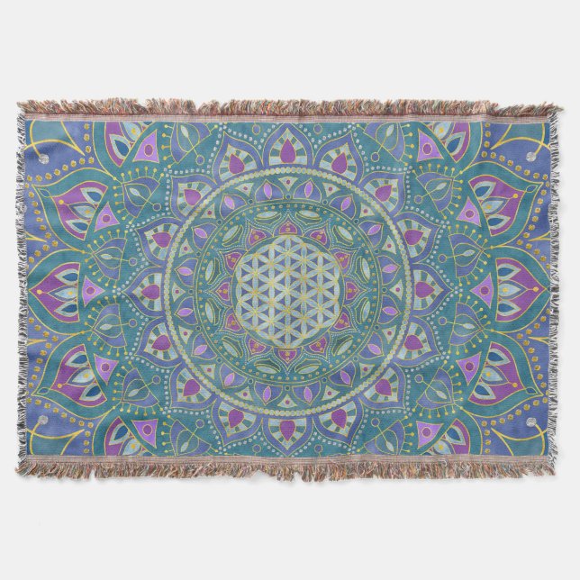 Flower Of Life - Mandala India Style 1 Throw Blanket (Front)