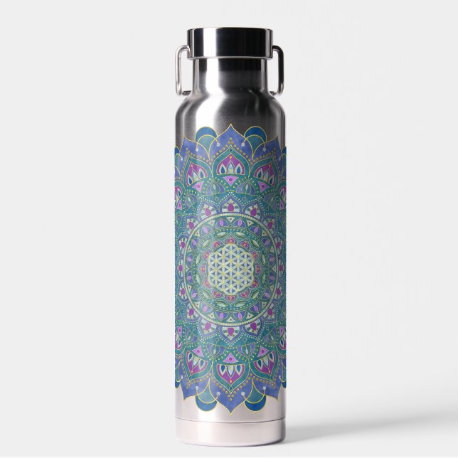Flower Of Life - Mandala India Style 1 Water Bottle (Front)