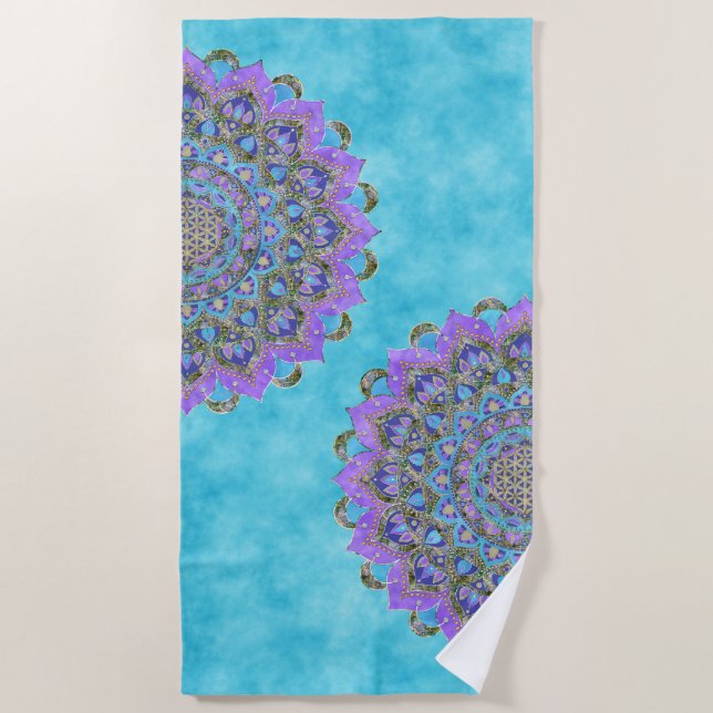 Flower Of Life - Mandala India Style 2 Beach Towel (Front)