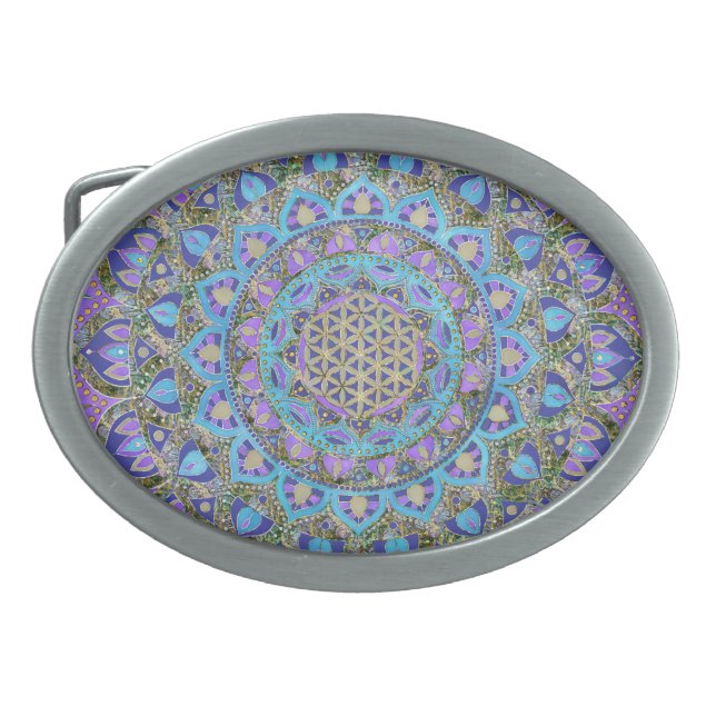 Flower Of Life - Mandala India Style 2 Belt Buckle (Front)