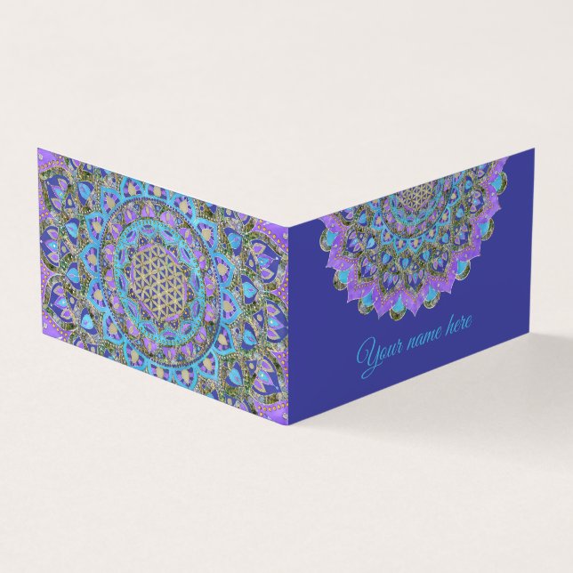 Flower Of Life - Mandala India Style 2 Business Card (Outside)