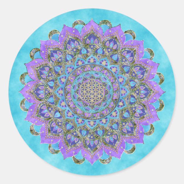 Flower Of Life - Mandala India Style 2 Classic Round Sticker (Front)