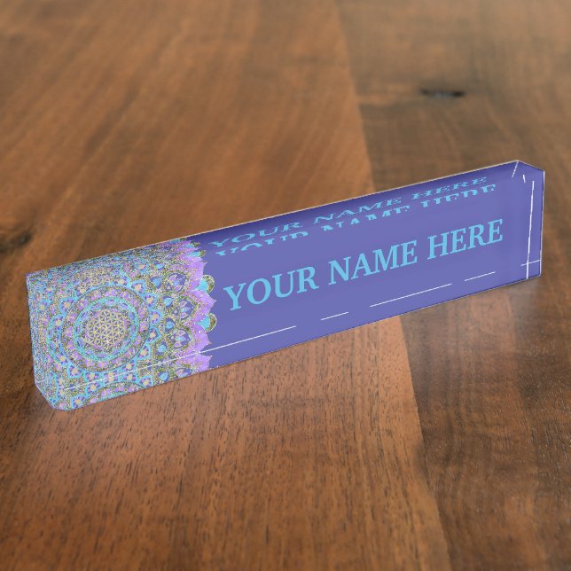 Flower Of Life - Mandala India Style 2 Desk Name Plate (Side)
