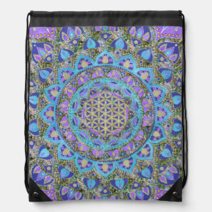 Flower Of Life - Mandala India Style 2 Drawstring Bag