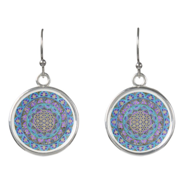 Flower Of Life - Mandala India Style 2 Earrings (Front)