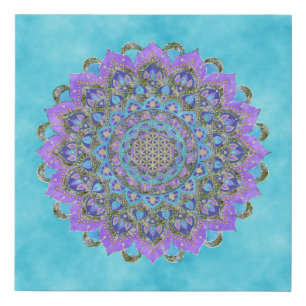 Flower Of Life - Mandala India Style 2 Faux Canvas Print