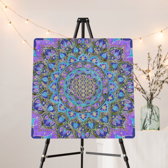 Flower Of Life - Mandala India Style 2 Foam Board (In Situ (Stand))