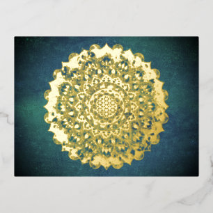 Flower Of Life - Mandala India Style 2 Foil Holiday Postcard
