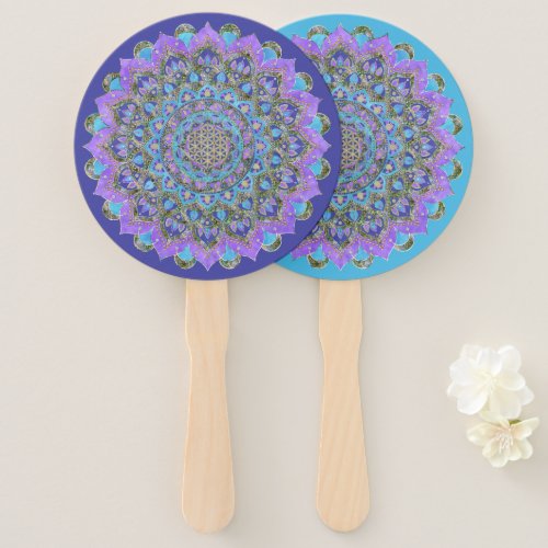 Flower Of Life _ Mandala India Style 2 Hand Fan