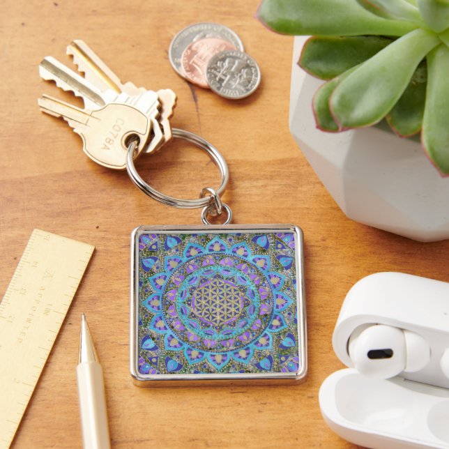 Flower Of Life - Mandala India Style 2 Keychain (Desk)