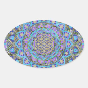 Flower Of Life - Mandala India Style 2 Oval Sticker
