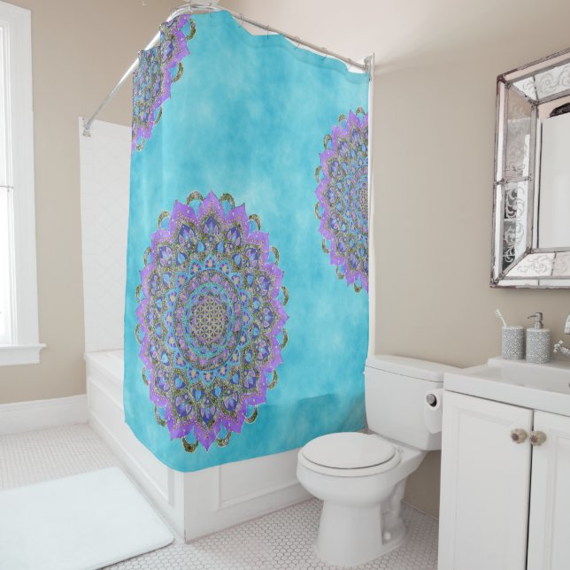 Flower Of Life - Mandala India Style 2 Shower Curtain (In Situ)