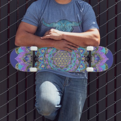 Flower Of Life _ Mandala India Style 2 Skateboard