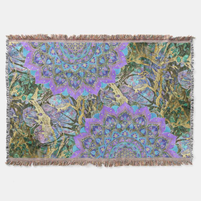 Flower Of Life - Mandala India Style 2 Throw Blanket (Front)