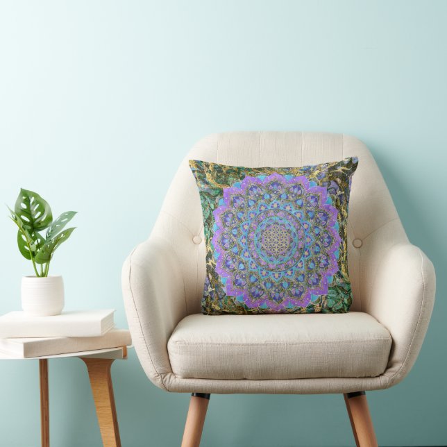 Flower Of Life - Mandala India Style 2 Throw Pillow (Chair)