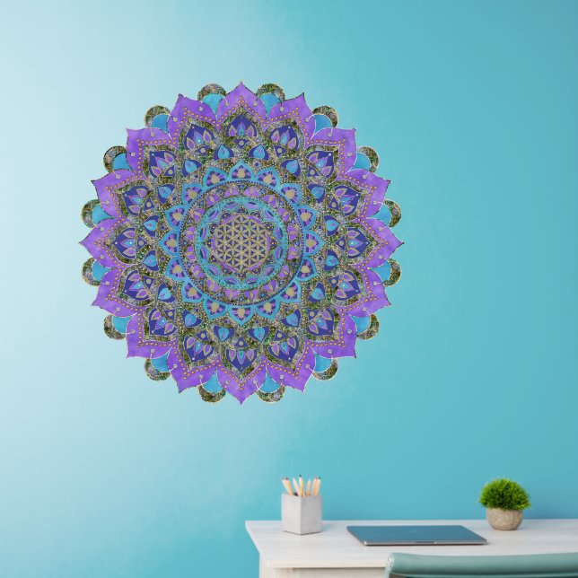 Flower Of Life - Mandala India Style 2 Wall Decal (Home Office)