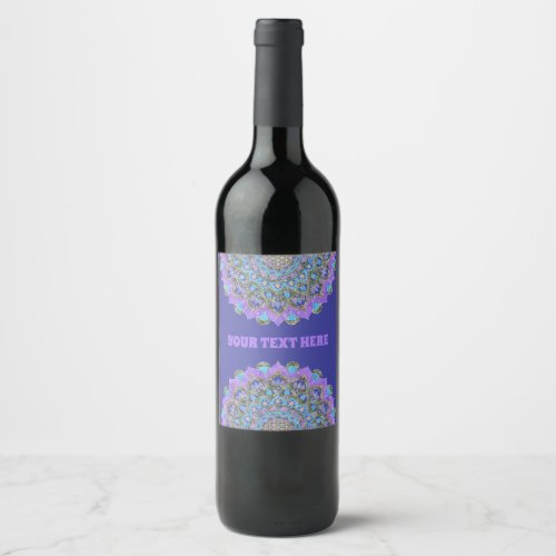 Flower Of Life _ Mandala India Style 2 Wine Label