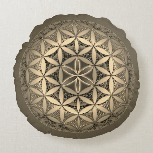 Flower of Life Mandala Round Pillow (Front)