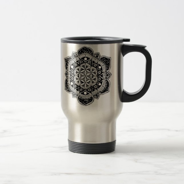 Flower of Life Mandala Travel Mug (Right)