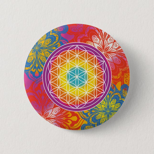 Flower of life mandala zen button (Front)