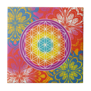 Flower of life mandala zen ceramic tile