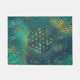 Flower of life Marble and gold Doormat