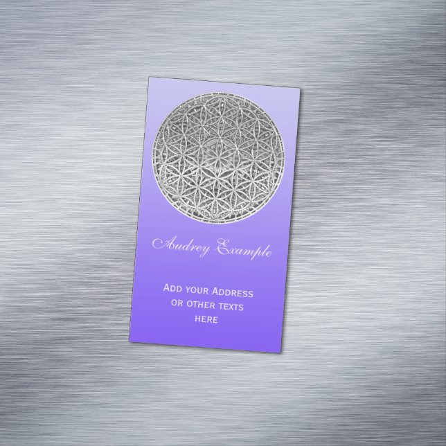 FLOWER OF LIFE - Medal Silver Business Card Magnet (In Situ)