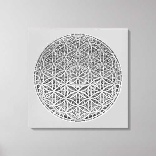 FLOWER OF LIFE _ Medal Silver Canvas Print