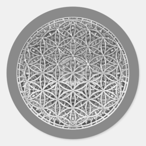 FLOWER OF LIFE _ Medal Silver Classic Round Sticker