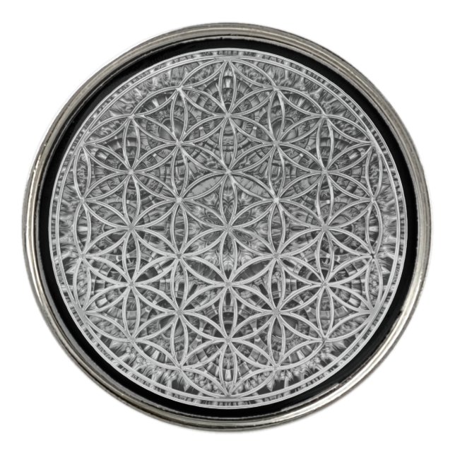 FLOWER OF LIFE - Medal Silver Golf Ball Marker (Front)