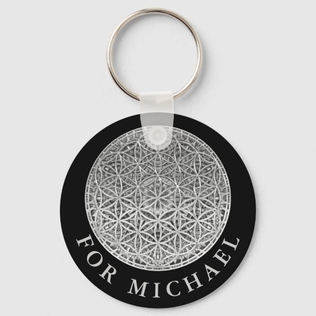 FLOWER OF LIFE - Medal Silver Keychain (Front)