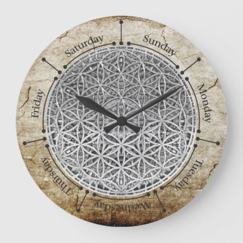 FLOWER OF LIFE _ Medal Silver Large Clock