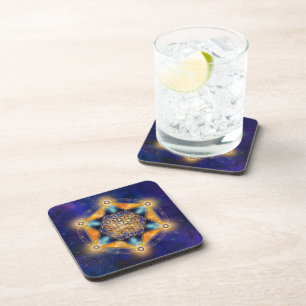 Flower of life Merkaba Star - Sacred Geometry Beverage Coaster