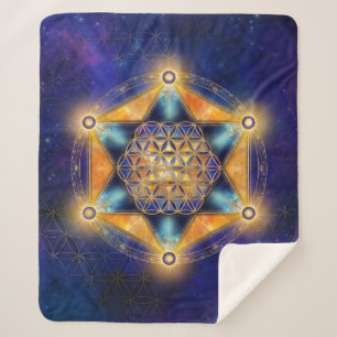 Flower of life Merkaba Star - Sacred Geometry Sherpa Blanket