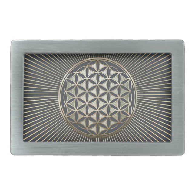 Flower of life metallic embossed belt buckle (Front)