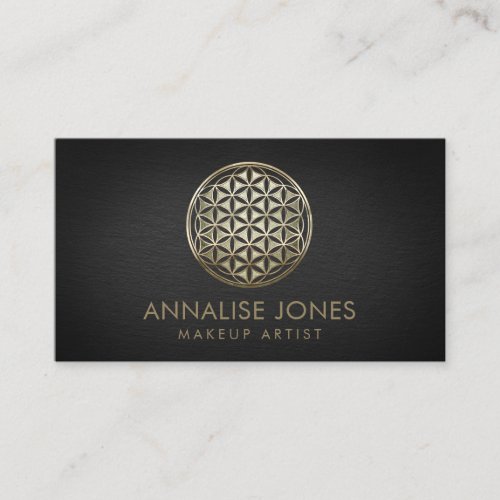 Flower of life metallic embossed business card