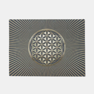 Flower of life metallic embossed doormat